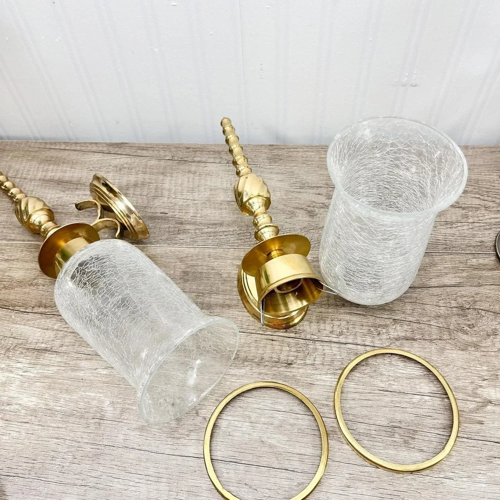 Vintage Brass Arm Wall Sconce Candle Holder Pair | Hollywood‎ Regency